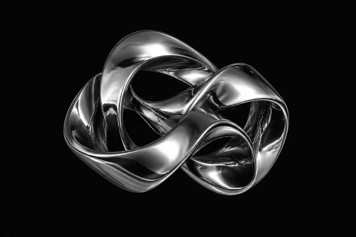 Sculptural liquid chrome form